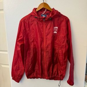 Polar Quality Sportswear Waterproof Nylon Hooded Rain Jacket Sz Small red.